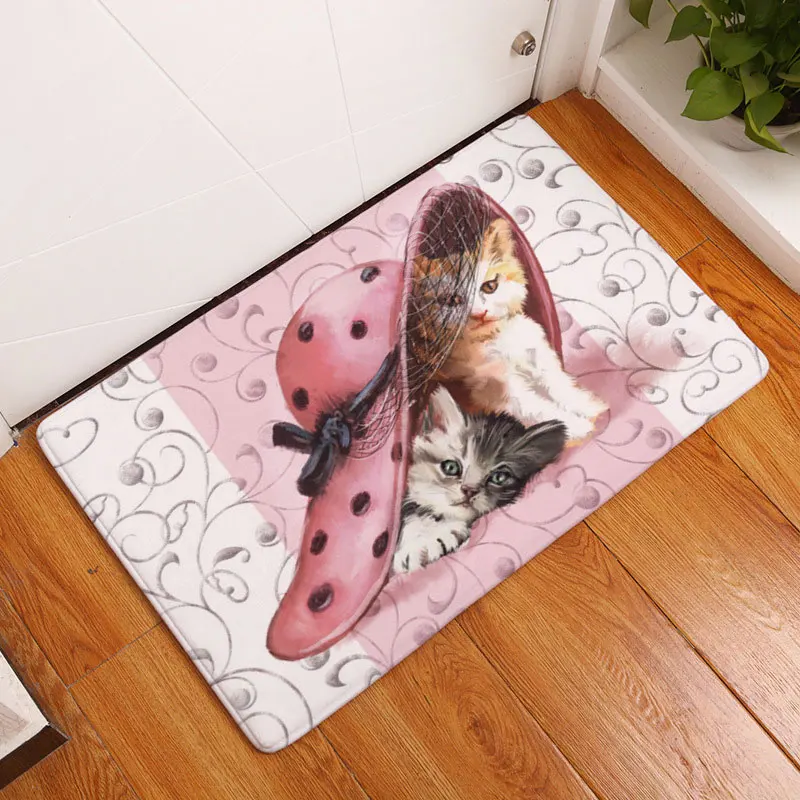 Cute Dogs & Cats Carpets Anti Slip Floor Mats Bathroom Outdoor Rugs
