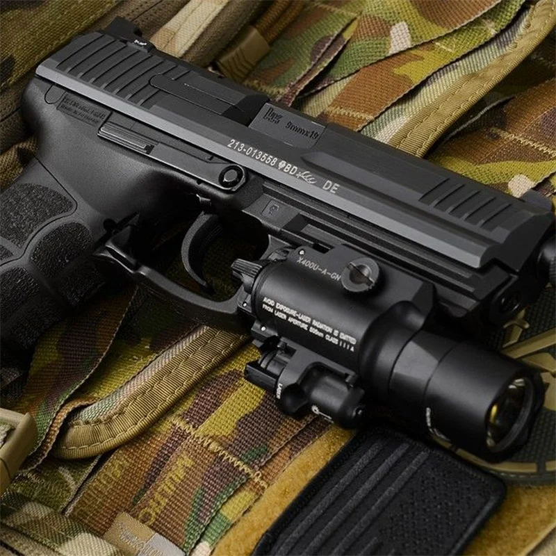 Tactical X400 LED Handgun Flashlight Weapon Light With Red Laser Sight Combo For Airsoft Hunting Shooting (7)