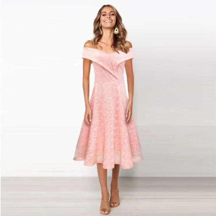 

2019 Summer New Women's Dresses One-shoulder Lace Dress Speed Sell Through The Explosion