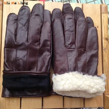 Мужские зимние перчатки из натуральной кожи, короткие тонкие/толстые перчатки с сенсорным экраном, мужские перчатки для тренажерного зала, для вождения автомобиля, коричневые/черные, G11