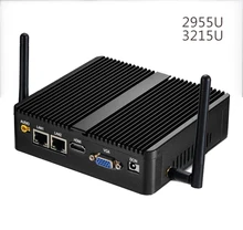 Celeron 2955U 1.4GHz Mini PC Dual LAN Mini Computer Windows pc fanless wifi hdmi 2*serial port support HDD SATA 2.5