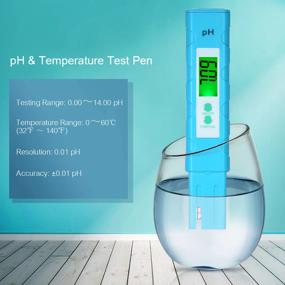 Portable 0.01 Digital PH Meter Temperature Test Pen Auto Temp Compensation Aquarium Water