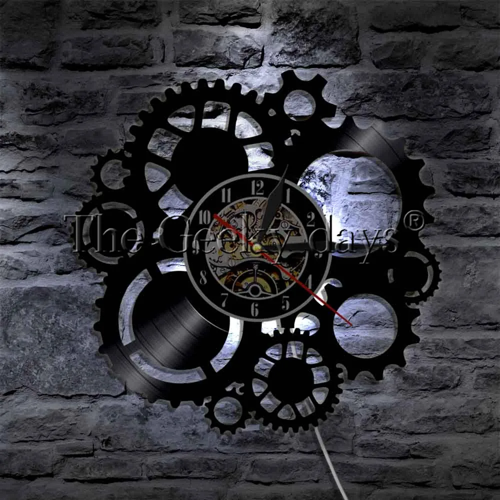 Parede de Luz Sinal de Engrenagens da Engrenagem Mudança da Cor Conduziu a Iluminação Lâmpada de Parede com Controle Preço Steampunk Levou Relógio Remoto 1 8 Luminárias de parede