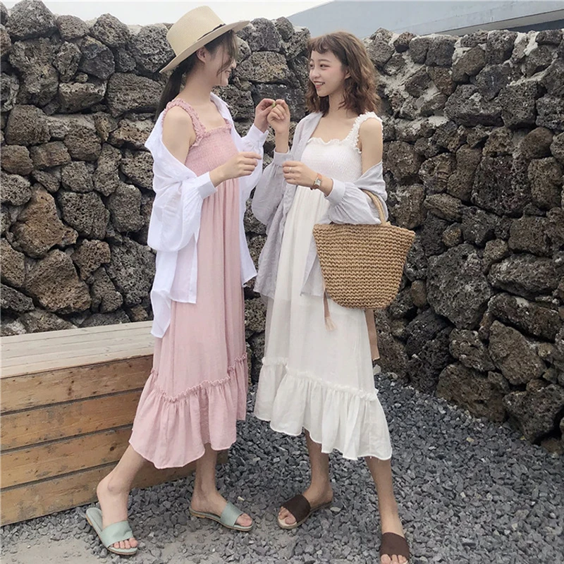 

Wrap Dress Kawaii Pink Midi Dress Vintage Bandage Draped Solid Summer Dresses and Sundresses Harajuku Mori Girl Korean Summer