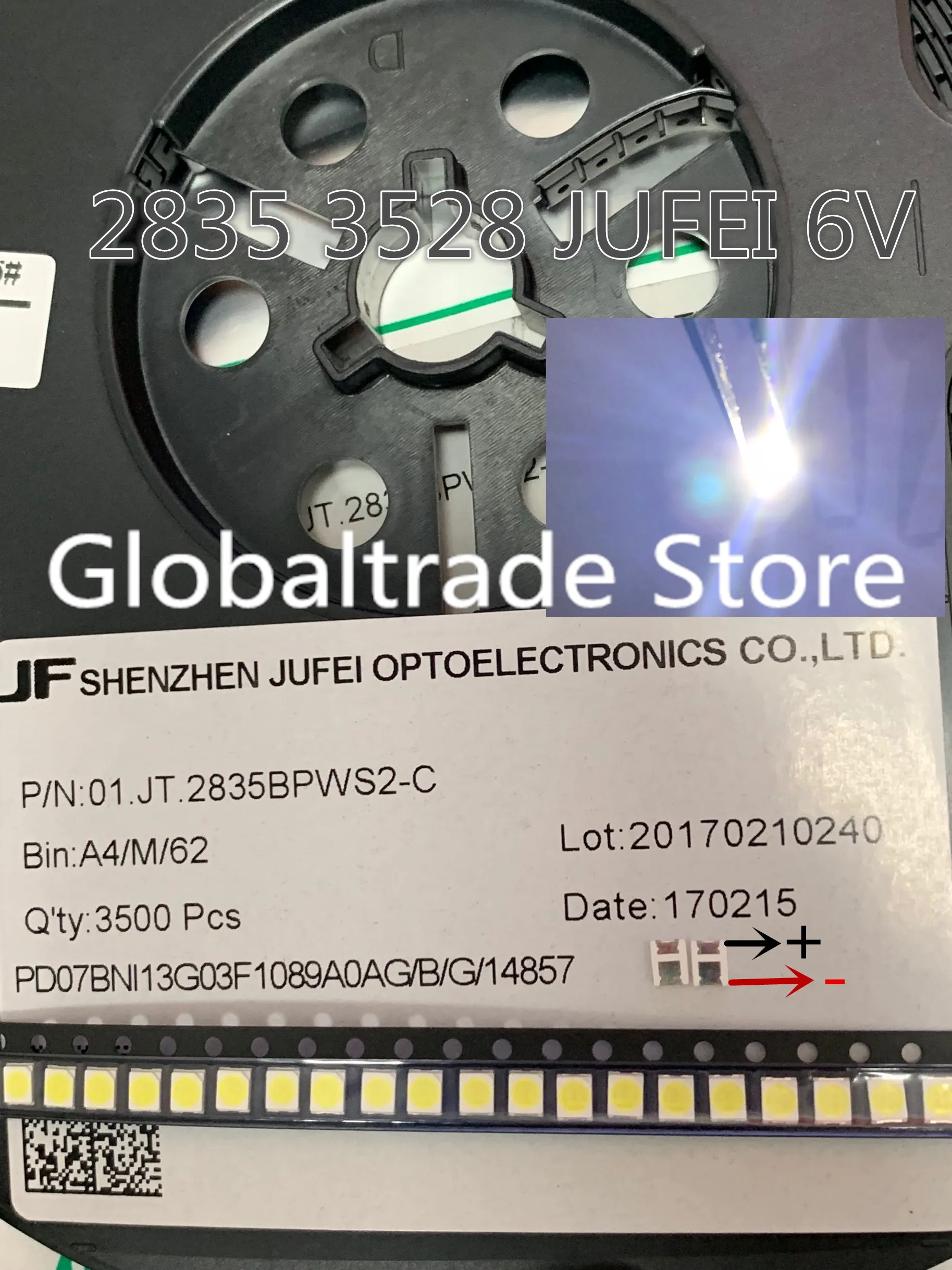 120 шт./лот Jufei 1W 2835 6V SMD светодиодный 3528 106LM холодный белый для ТВ/ЖК-подсветка