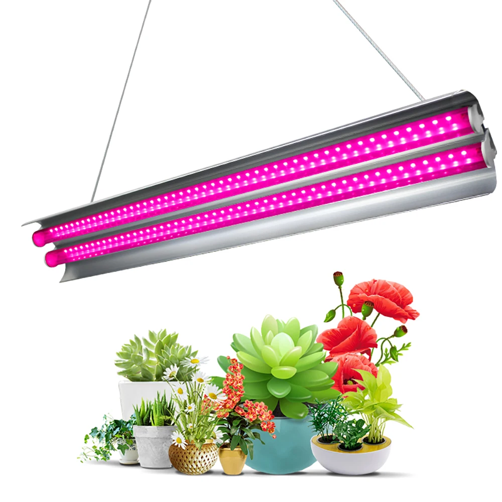 

2ft LED Grow Light Double Tubes Full Spectrum 60W Growing Lamp For Greenhouse Hydroponics Light Indoor Plant Veg And Flower