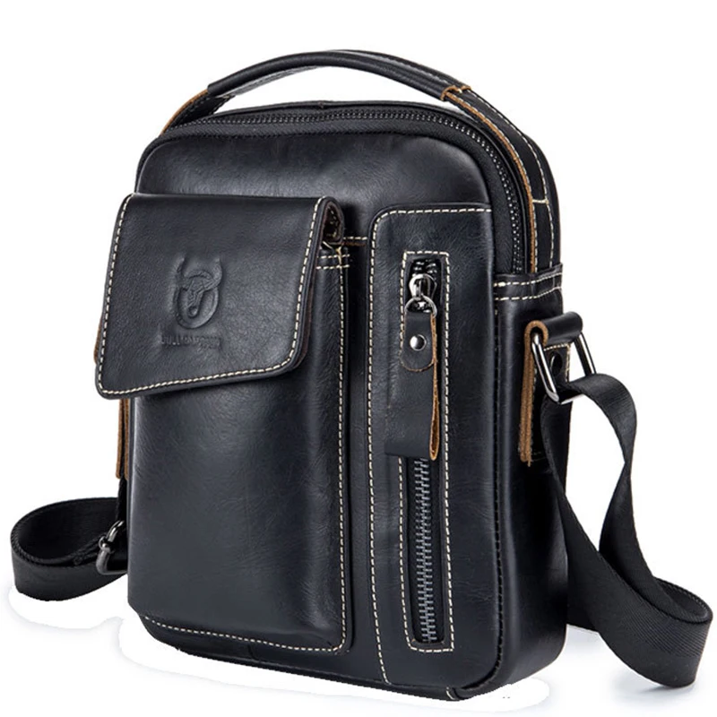 

Genuine Leather Men Messenger Bag Vintage Crossbody Bags For Men Cow Leather Shoulder Bag High Quality Male Handbag WBS531