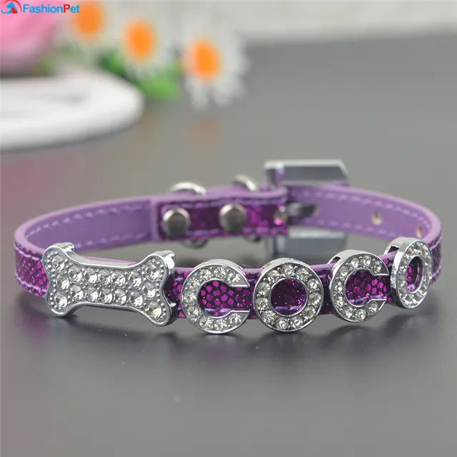 Hot Sale Pet Personalized Collar 10MM Bling Leather Free Name