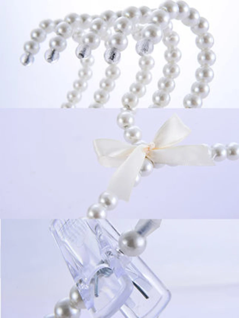 5 pcs/lot Pearl Hangers for Dress Coat European Style Pearled Clothes Hanger White Pearled Pants Rack