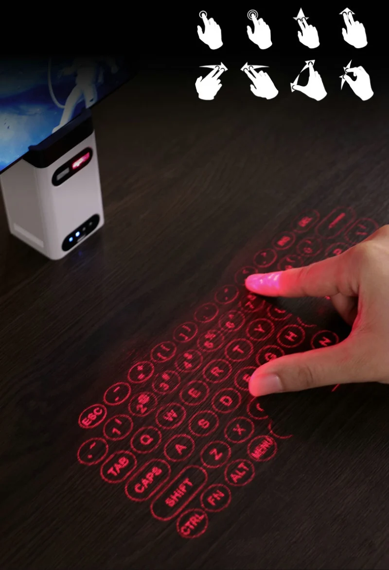 Новейший лазер виртуальный рабочий стол лазерный проекционный Bluetooth клавиатура с Мышь/Мощность банк Функция для IOS и Android смартфон PC