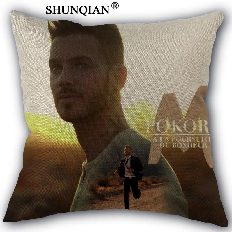 

Custom m pokora pillowcase Custom Cotton Linen Throw Pillow Cover Pillowcase Customize 45x45cm one side