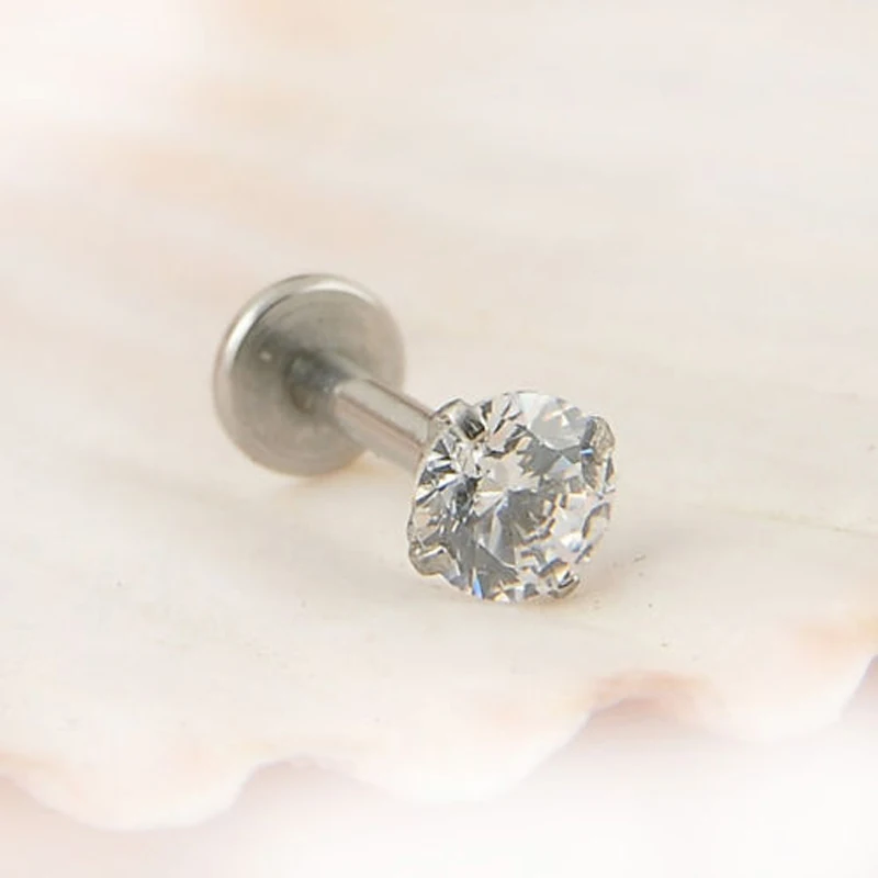 Shellhard Round Tragus Lip Ear Vintage Crystal Ear Cartilage Stud Earring For Women Men Body Piercing Jewellry 2-4mm