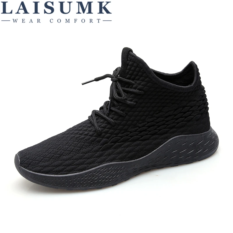 

LAISUMK New Mens Sneakers Breathable Sock-Shoes Male Non-Slip Fashion Loafers Man Flats Fly Weave Fabric Shoes zapatos mujer