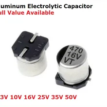 10 шт. 0,33 мкФ 0,47 мкФ 1 мкФ 2,2 мкФ 3,3 мкФ 4,7 10 мкФ 22 мкФ 33 мкФ 47 мкФ 100 мкФ 220 мкФ 470 мкФ с алюминиевой крышкой, 50В 6,3 V 1000 мкФ SMD Алюминий электролитический конденсатор с алюминиевой крышкой