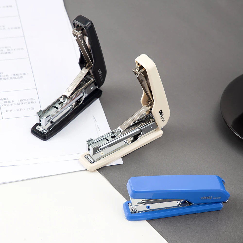 Metal Stapler DELI Stapler 10 # Durable Stapling Machine Metal Structure Paper Binding Tools Office Supplies Push Stapler Hand Stapler