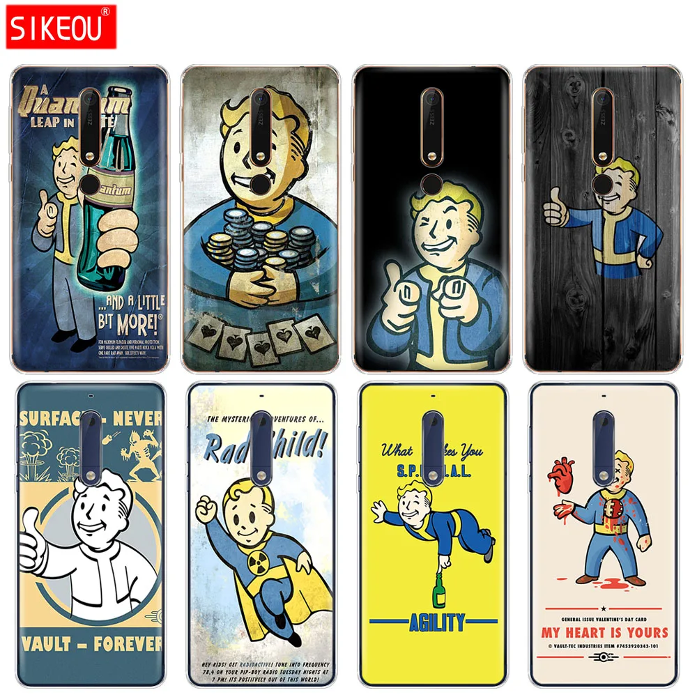 

silicone cover phone case for Nokia 5 3 6 7 PLUS 8 9 /Nokia 6.1 5.1 3.1 2.1 6 2018 Black Isle Studios game Fallout