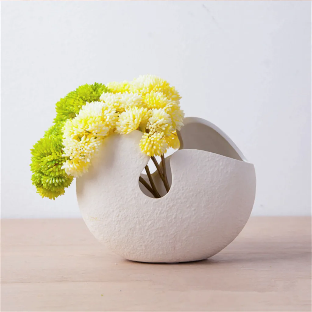 Ceramic Crack Egg Flower Vase Pot Ornament Collection Modern Home Decor