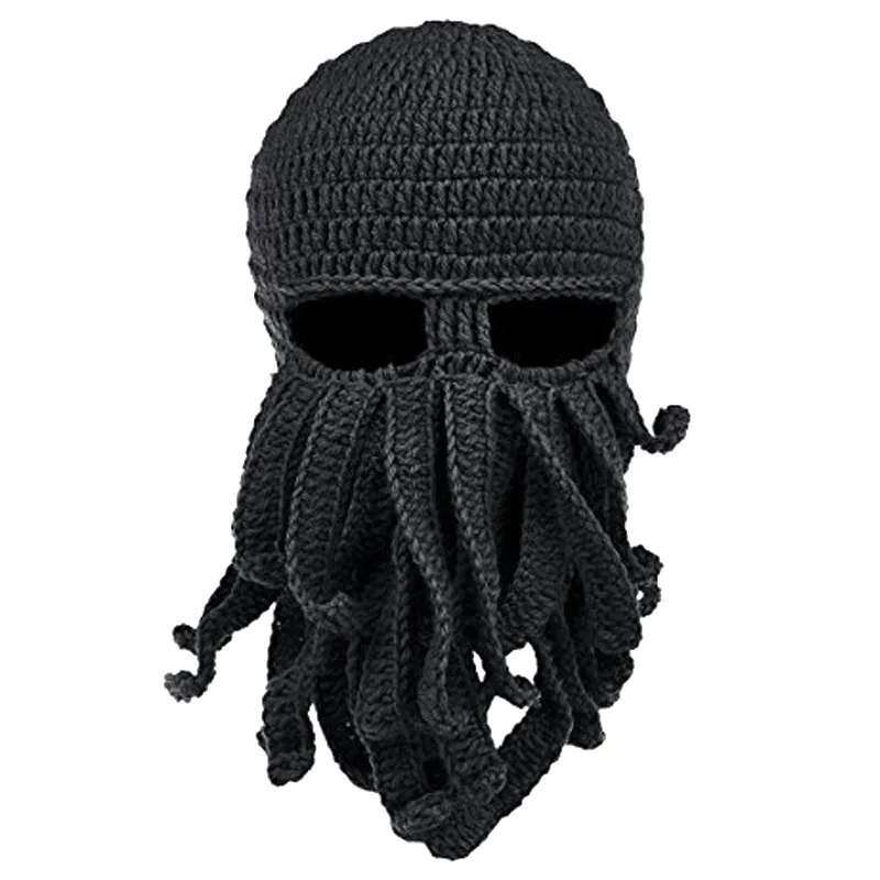 

Funny Tentacle Octopus Hat Cthulhu Beard Knit Beanie Hat Cap Wind Winter Hunting Hats Mask Face Soft Hunting Caps