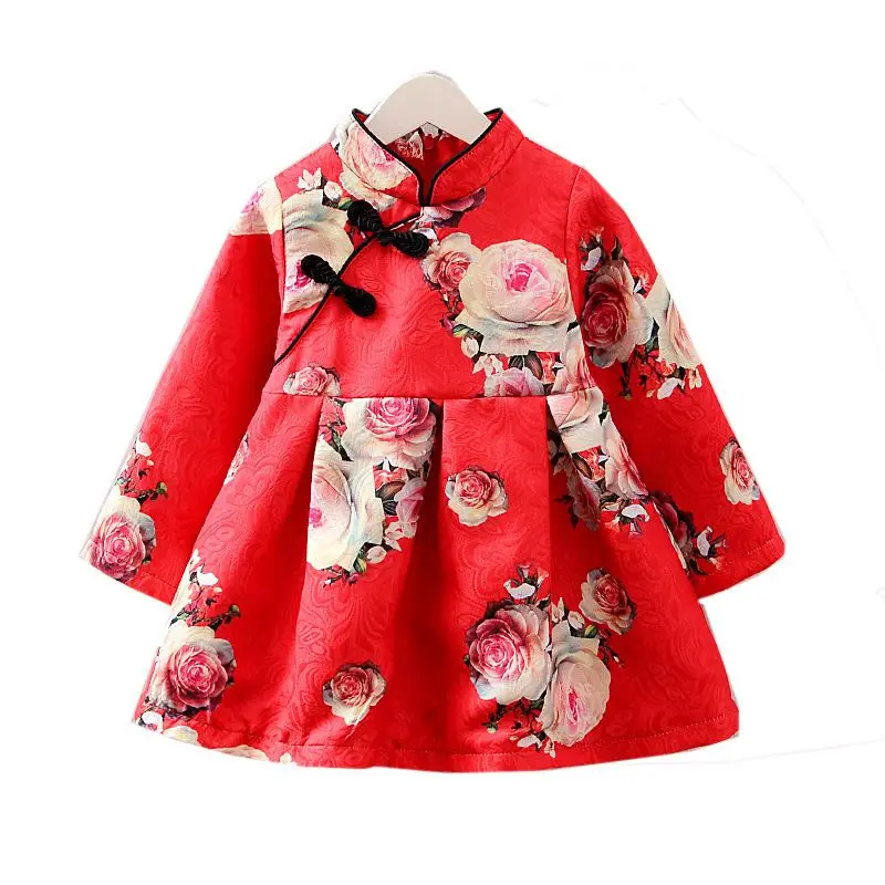 От 1 до 5 лет, новогоднее, Ципао детское платье принцессы для маленьких девочек элегантное, торжественное, праздничное, милое, китайское платье рождественское платье для младенцев - Цвет: C