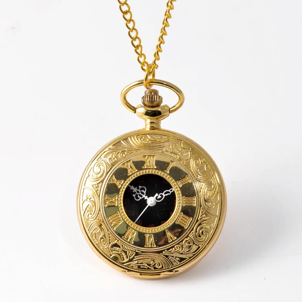 

TFO Vintage Gold Roman Steampunk Pocket Watch Quartz Necklace Pocket and Watch Chain Watch Chain Men's and Women's Clock