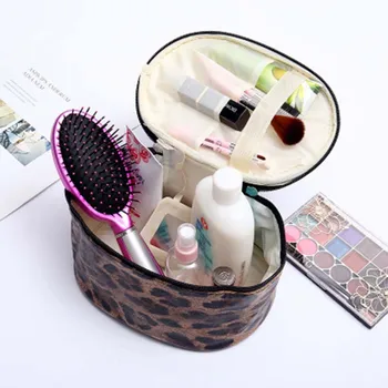 

Women Leopard Cosmetic Bags Professional Large Makeup Case With Handle Travel Casual Bags 1piece