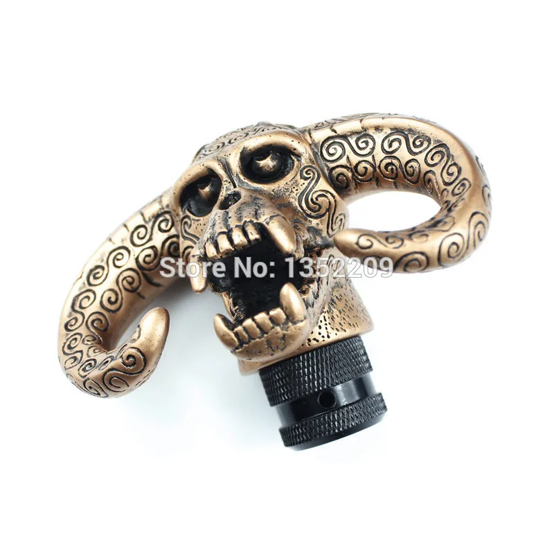 

1x Personalized Horn Devil Skull Car Manual Gear Stick Shift Knob Lever Brown
