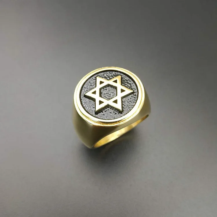 

US 7 to 15 size Gold color popular Star of David Hexagram Fashion ring with snake hexagon design men jewelry as gift