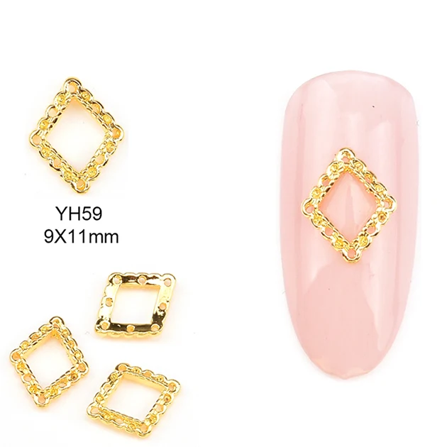 10 шт золотые металлические стразы для нейл-арта форма полый дизайн для ногтей украшения Поставки MNS741 - Цвет: YH59