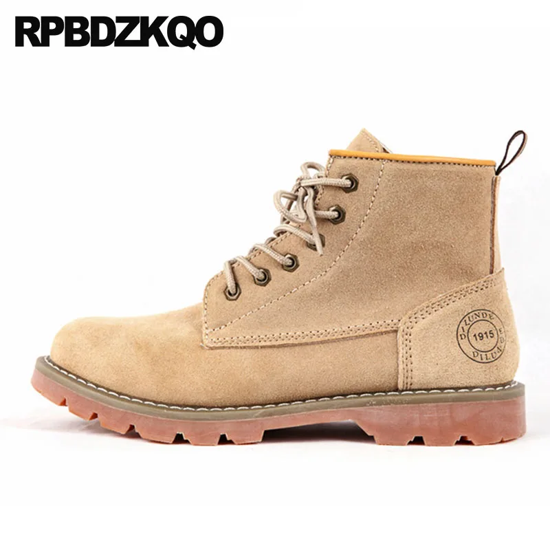 

Thick Soled Boots Faux Fur High Top Safety Sole Shoes Men Warm Winter Work Ankle Platform Lace Up Fall British Style Designer