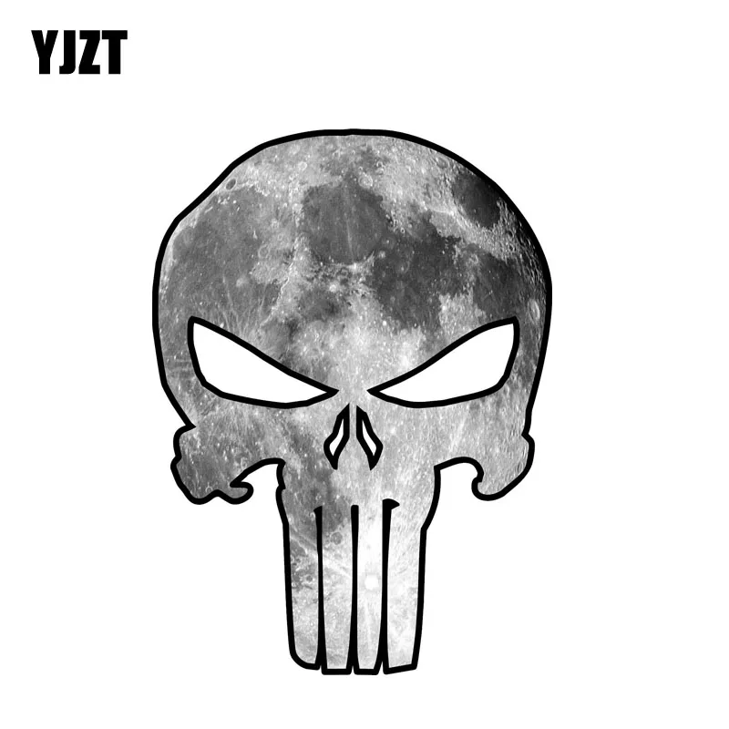 

YJZT 8.8CM*12CM Moon Surface Punisher Skul Car Sticker PVC Decal 6-0028