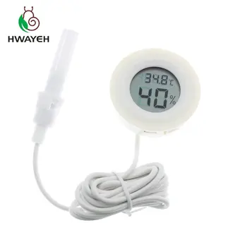 

white mini Humidity tester Hygrometer Thermometer Round Temperature meter probe for Aquarium Freezer Refrigerator with line