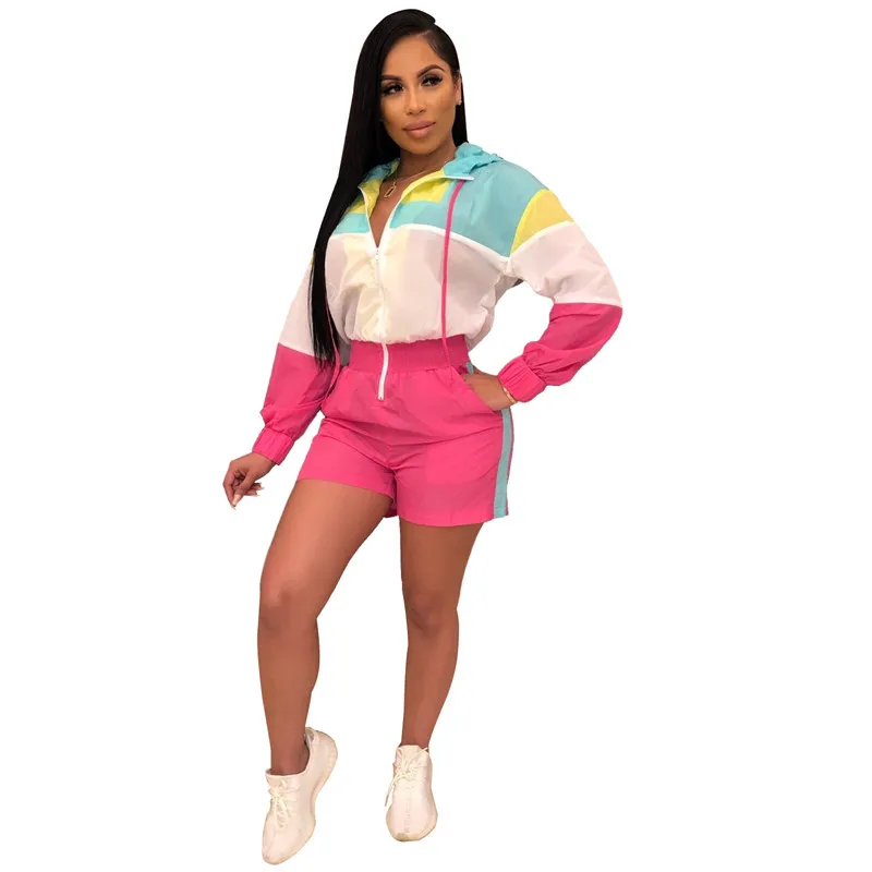 

Casual Jumpsuits for Women Summer Playsuit Shorts Rompers Women Jumpsuit Streetwear Long Sleeve Zipper Hoodie Tracksuit Jumpsuit