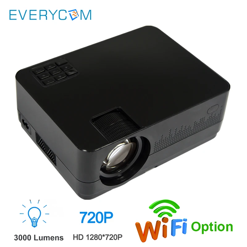 

Portable Video Projector HD 720P Everycom HQ2 Option HQ3 With LINUX System WiFi Beamer 3000 Lumens Home Theater Movie Projectors