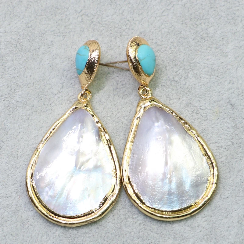 

3 Pairs whit shell drop earrings electroplated wing shape shell earrings gift for lady natural shell earrings 9030