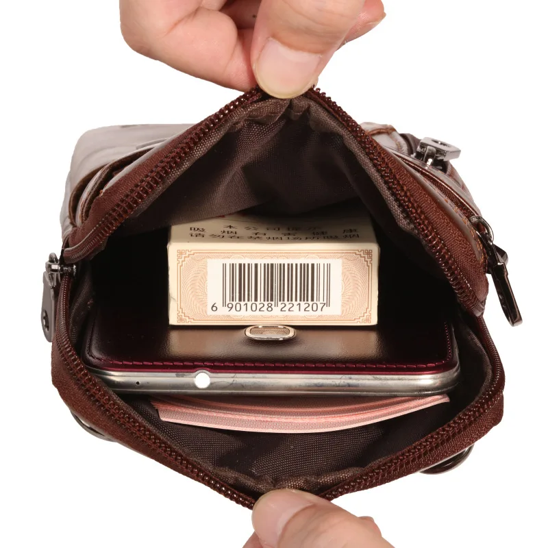 Брендовая повседневная мужская сумка-мессенджер из натуральной кожи на ремне, Мужская поясная сумка на ремне, сумка-кошелек для мобильного телефона 7 дюймов