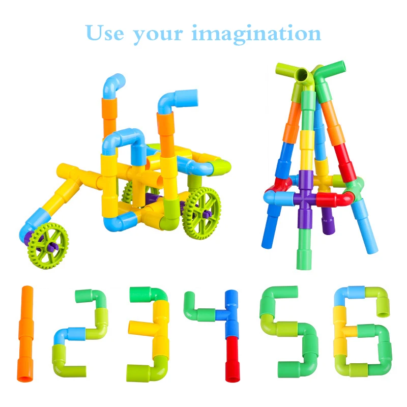DIY Pipeline Block Colorful Educational Water Pipe Building Blocks Assembling Pipeline Tunnel Block Model Toy For Kids Gift (12)