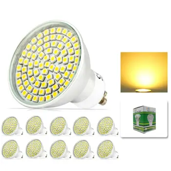 

10x GU10 10w SMD 3528 60LED 80LED Warm White AC 220V Energy Saving Spotlight Spot Lights Home Lighting Lamp