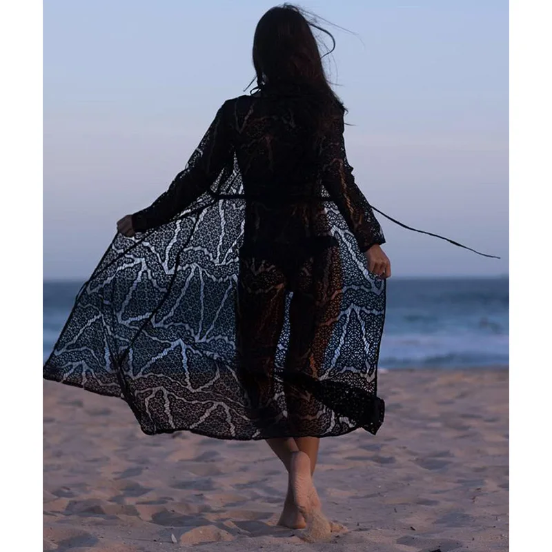 Long Crochet Beach Cover up Robe de Plage Swimsuit Cover up Saida de Praia longa Women Bathing suit cover Tunics for Beach