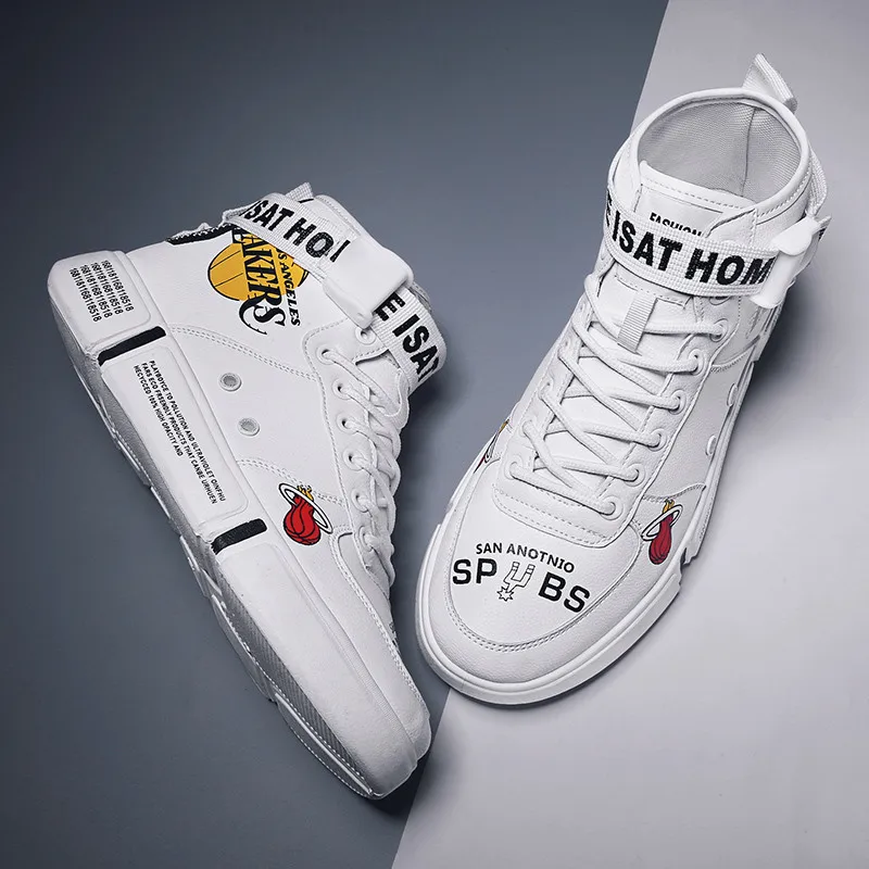 

X Fashion Autumn Lakers Printed White High top Women Sneakers Unisex Comfort Platform Women Shoes Trainers zapatillas mujer 2019