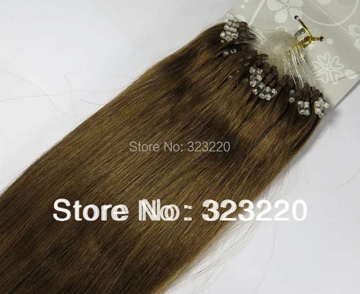 

Wholesale 20"-26" Women's Remy Loop Micro Ring Human Hair Extensions Straight 1g/s 100s Light Brown #8