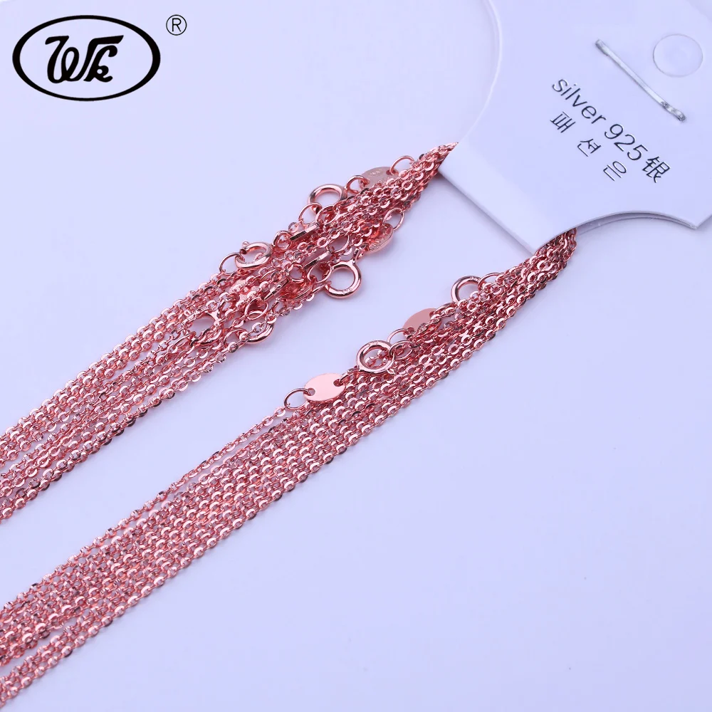 WK 5PCS 10PCS 20PCS 50PCS 100PCS/LOT 925 Silver Link Chain With Lobster Clasp Rose Gold Color 1MM S925 Chain Jewelry Lots NA006 WK 5PCS 10PCS 20PCS 50PCS 100PCS/LOT 925 Silver Link Chain With Lobster Clasp Rose Gold Color 1MM S925 Chain Jewelry Lots NA006