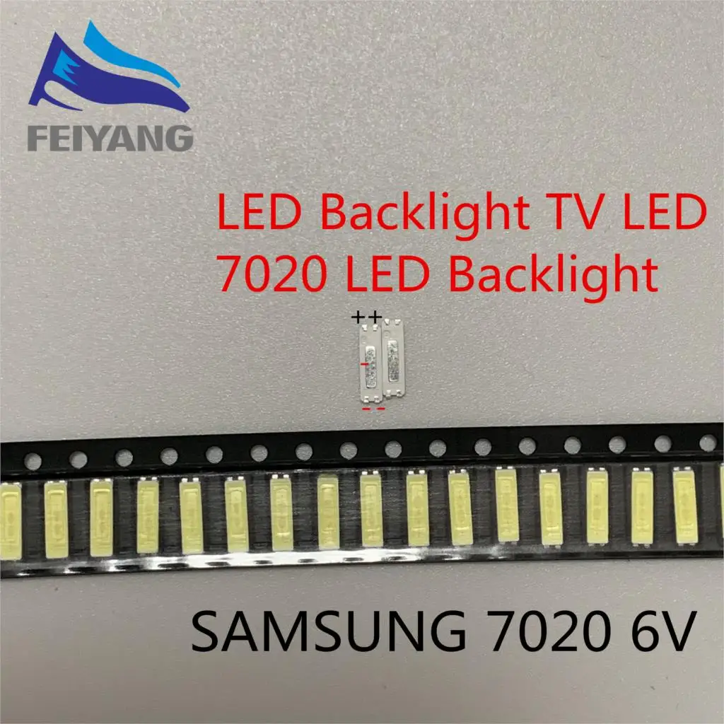 50 шт. LED подсветка ТВ 7020 Высокая мощность 1 Вт 6 в 98лм холодный белый для LCD TV