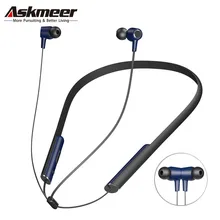 Askmeer IPX5 водонепроницаемые bluetooth-наушники Беспроводной магнитные спортивные наушники гарнитура с микрофоном громкой связи вызовов для телефона