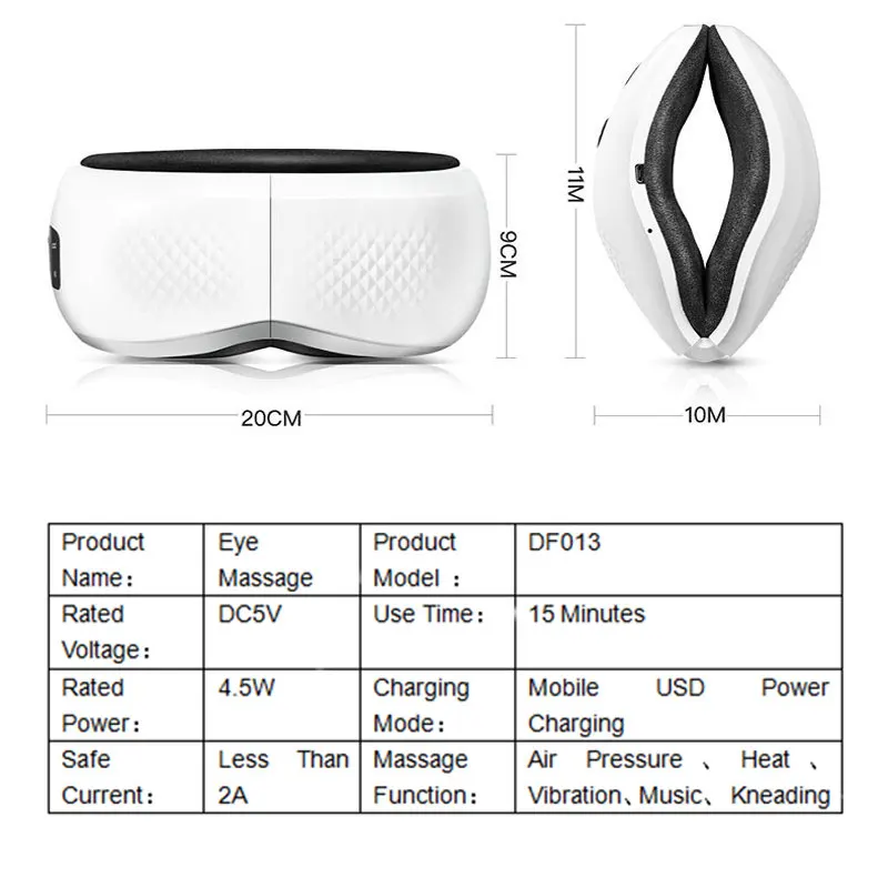 Массажер для глаз Беспроводная зарядка мобильный USD зарядка питания Многофункциональный воздушный давление Горячая Вибрация музыка разминающий массаж