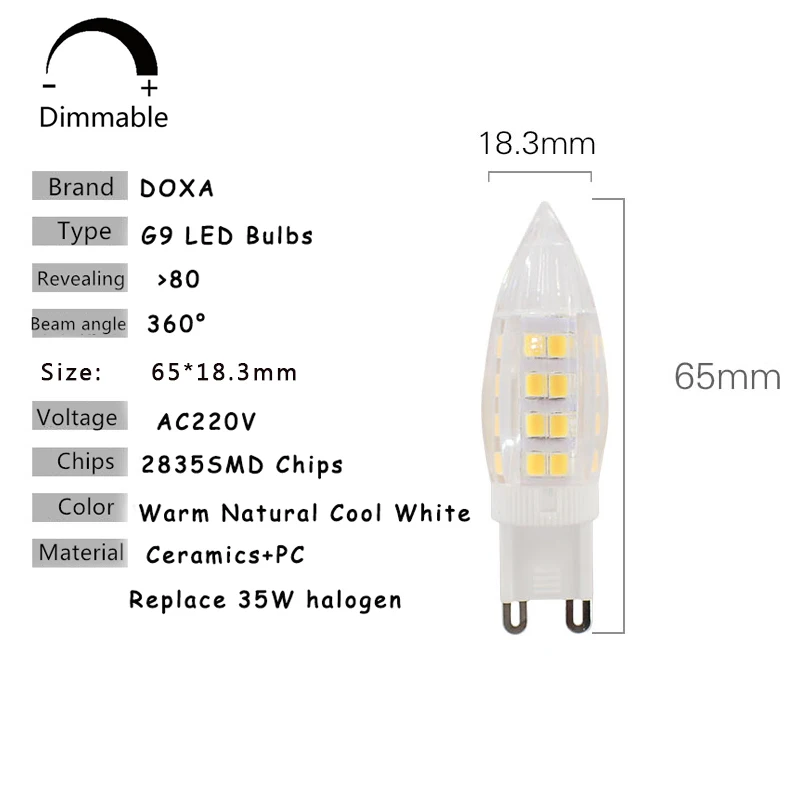 G9 bombilla LED 220 V regulable 4 W LED G9 lámpara de luz 51LED lampada lámpara bombillas ampolla haz de 360 ángulo reemplazar 30 W 35 W halógeno