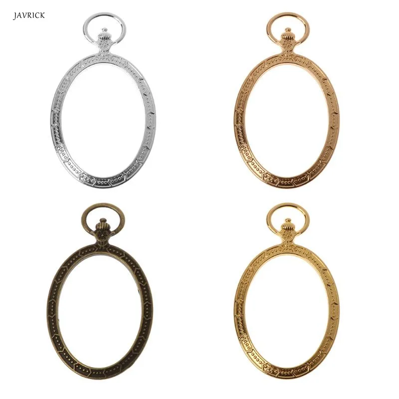 

5Pcs Oval Pocket Watch Metal Frames Pendant Open Back Bezel Resin Jewelry Making