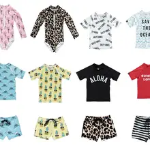 UPF 50+ детские купальные футболки и шорты; новые летние комплекты одежды для маленьких мальчиков; купальный костюм с короткими рукавами для девочек; одежда для купания