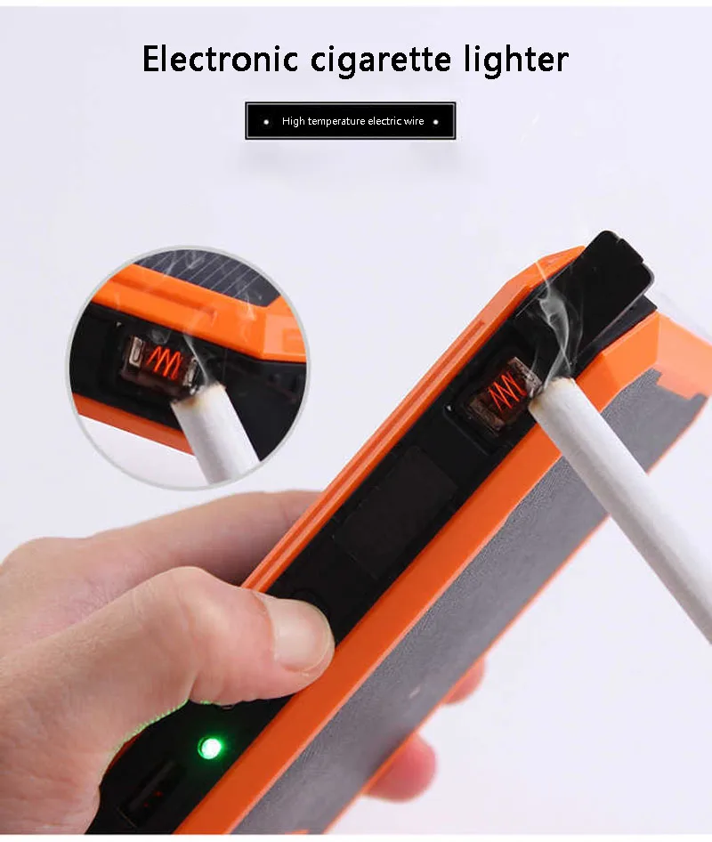 

Fetile 20000mAh Solar Power Bank Portable External Battery Solar Powerbank Charger with Electric Cigarette Lighter for iPhoneX