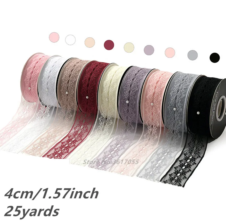 

25Yards/Roll Lace Ribbons for Wedding Decor Party Decorations Flower Packing DIY Bow Craft Ribbons Card Gifts Wrapping Supplies