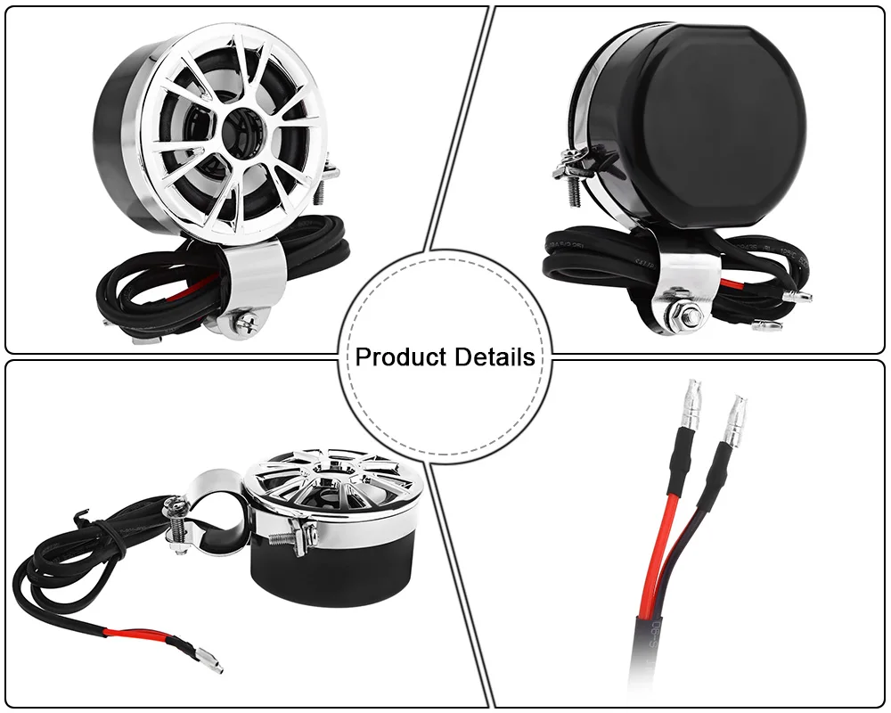 VicTsing Motorcycle Speakers Waterproof Loudspeaker Audio Player Music Sound MP3 for Harley Honda Suzuki Motorcycle Speakers     (3)